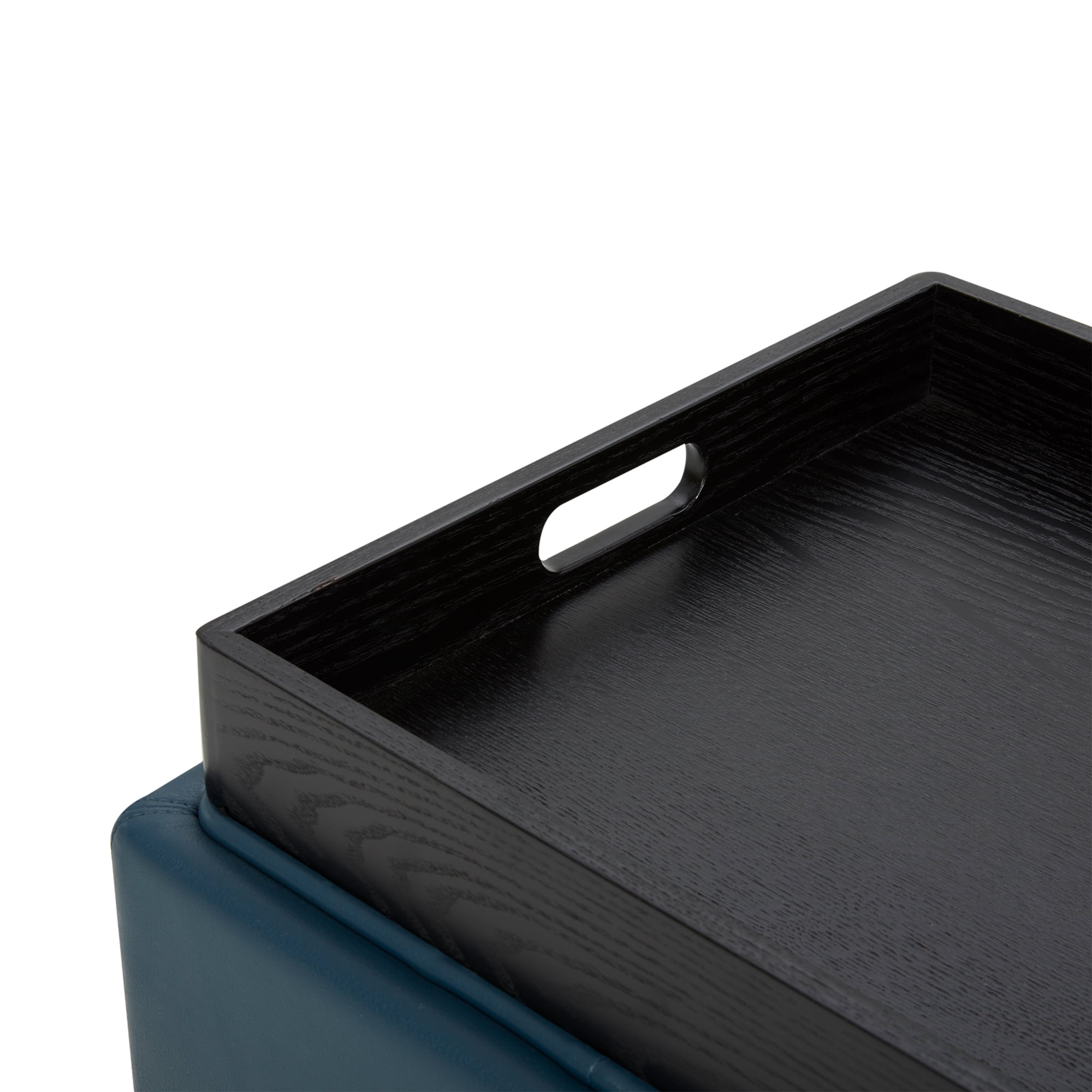 CHITA Faux Leather Storage Stool Ottoman, Foot Rest Stool Seat, Dark Blue