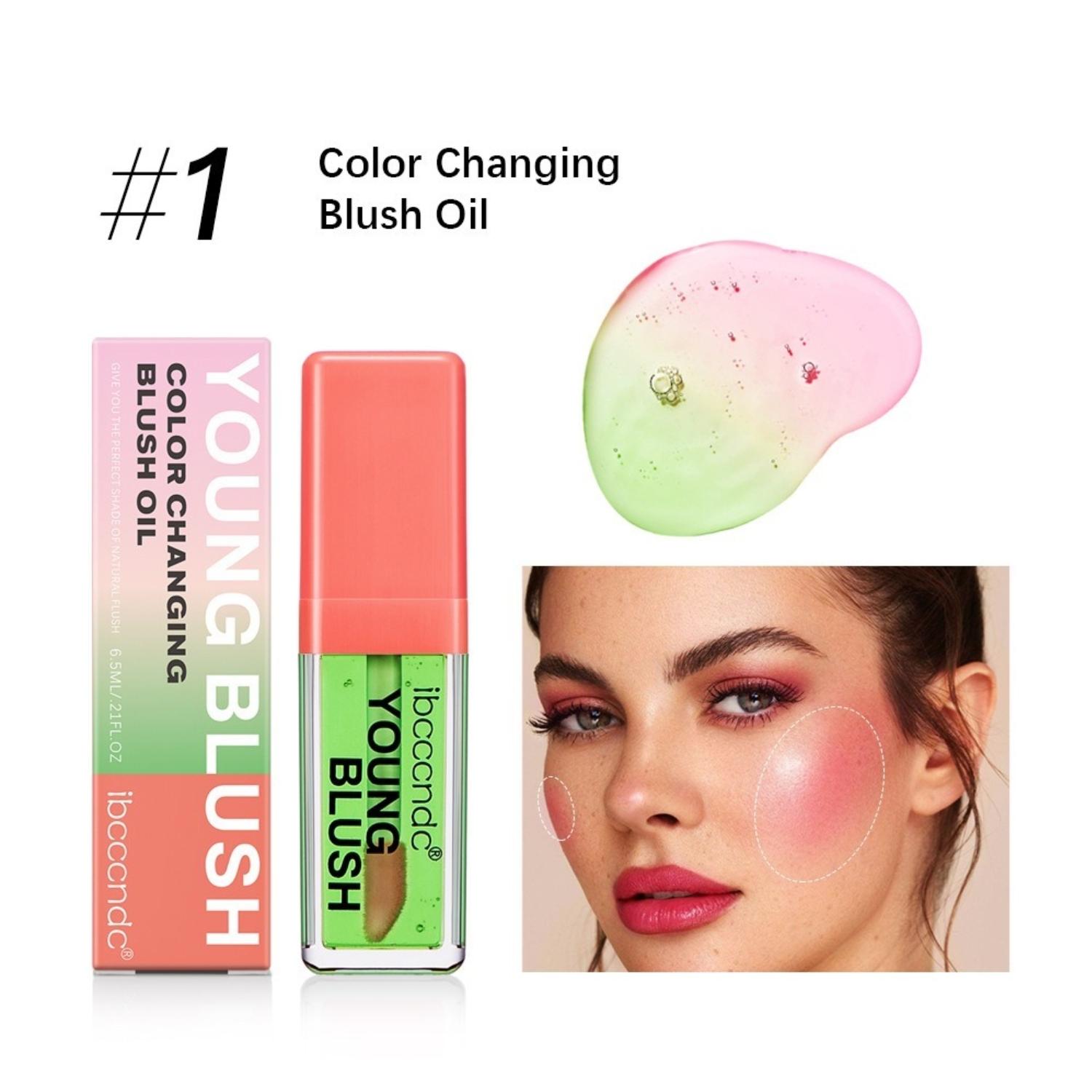Green Color Changing Blush Oil, Liquid Blush Oil for Cheeks, Dewy
