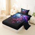 thumbnail image 2 of Homewish Sugar Skull Couple Twin Sheets,Happy Halloween Bedding,Pink Blue,3-Piece,1 Fitted Sheet and 1 Pillowcase, 2 of 6