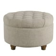 thumbnail image 1 of HomePop Grand Pouf de Rangement Rond Capitonné à Gros Boutons, Beige Pâle, 1 of 12