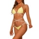 thumbnail image 4 of INSPIRE CHIC Conjuntos de Bikini con Anillo en Forma de Corazón para Mujeres, 2 Piezas, Color de Contraste, Push Up, Atado, Tejido Acanalado, Trajes de Baño Amarillo Grande, 4 of 5