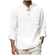 thumbnail image 1 of Ceisia Men's Cotton Linen Henley Shirt | Relaxed Fit Stand Collar Long Sleeve Casual Button-Down Top Gifts, 1 of 4