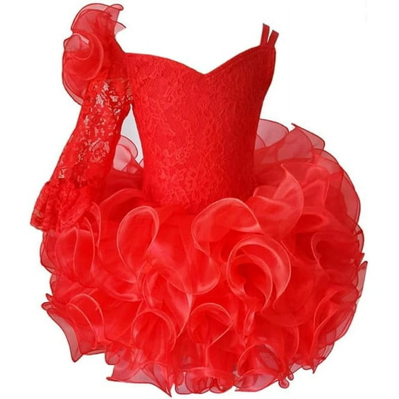 Jenniferwu G192 Infant Toddler Baby Newborn Little Girl's Pageant Party Birthday Dress RED Size 3-6M