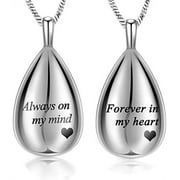 Carved Teardrop Keepsake Ashes Necklace / Cremation Keychain Urn Pendant Cremation Memorial Jewelry Cremation Jewelry for Ashes-Stainelss Steel Teardrop Memorial Keepsake Keychain / Pendant