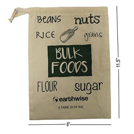 Pine Nut Flour Earthwise Cotton Reusable Produce Bags for Shopping & Storage of Bulk Foods,Nuts, Grains,Rice, Flour, Sugar Produce Drawstring - Set of 6 ()