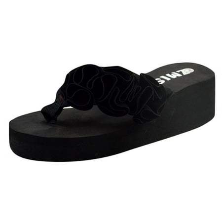

bvgfsahne Summer Fashion Women s Flower Clip Toe Flip Flops Non-Slip Wedges Beach Slippers