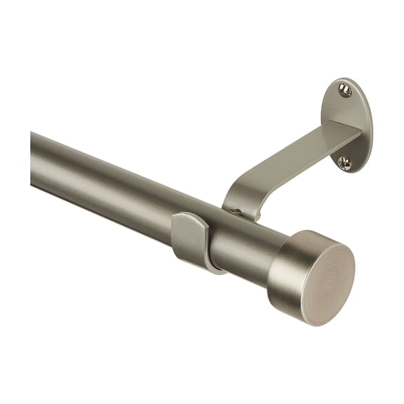 Elrene Home Fashions Serena Single Curtain Rod with Contemporary Cap Finial, Antique Pewter, 28" x 48"