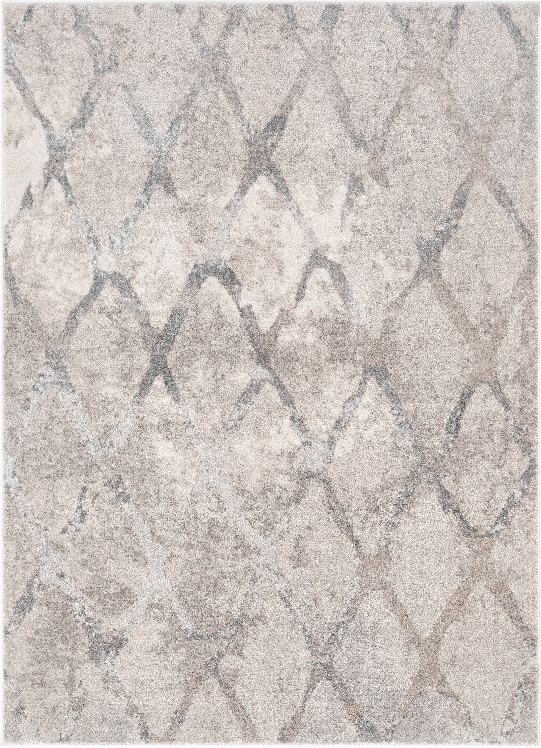 Well Woven Lisbon Cecil Moroccan Lattice Trellis Ivory Retro 5'3" x 7'3" Area Rug