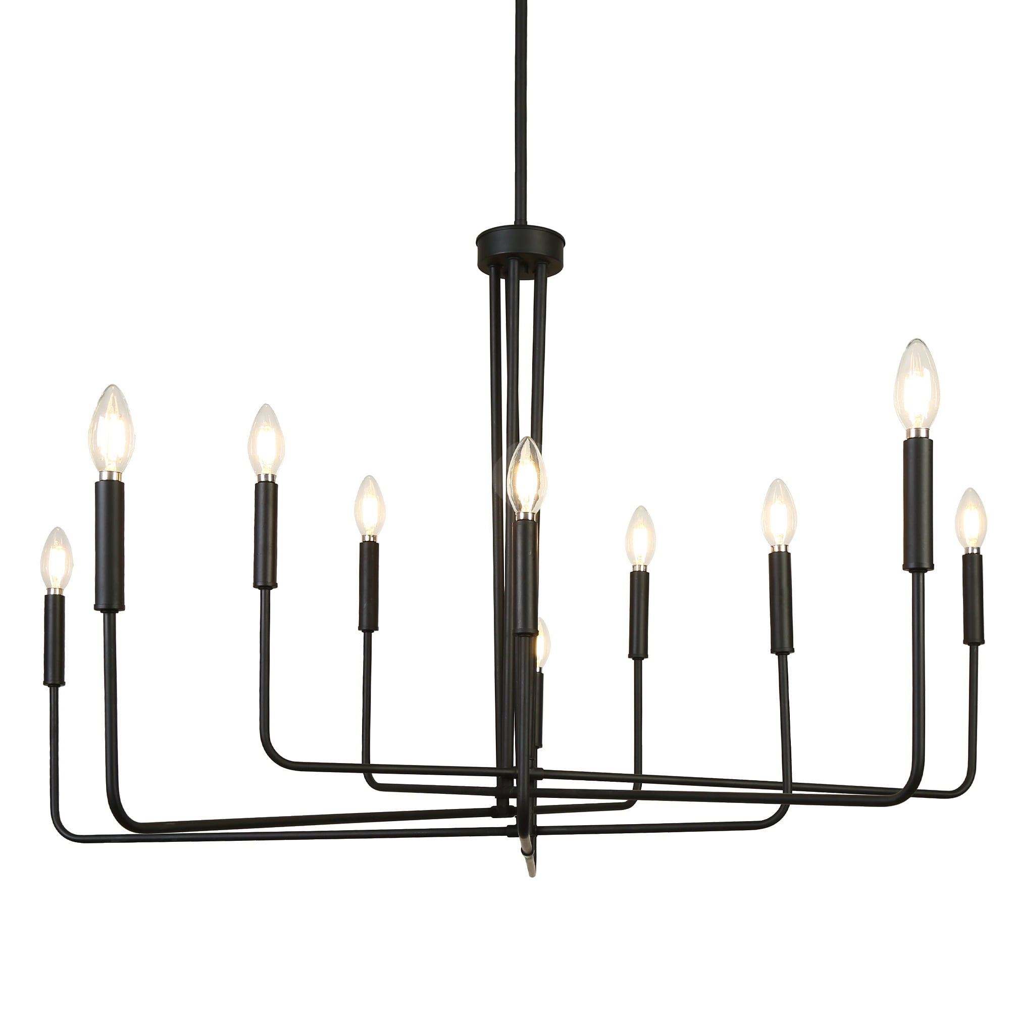 LNC Donnish 10 -Light Matte Black Metal Metal Chandelier