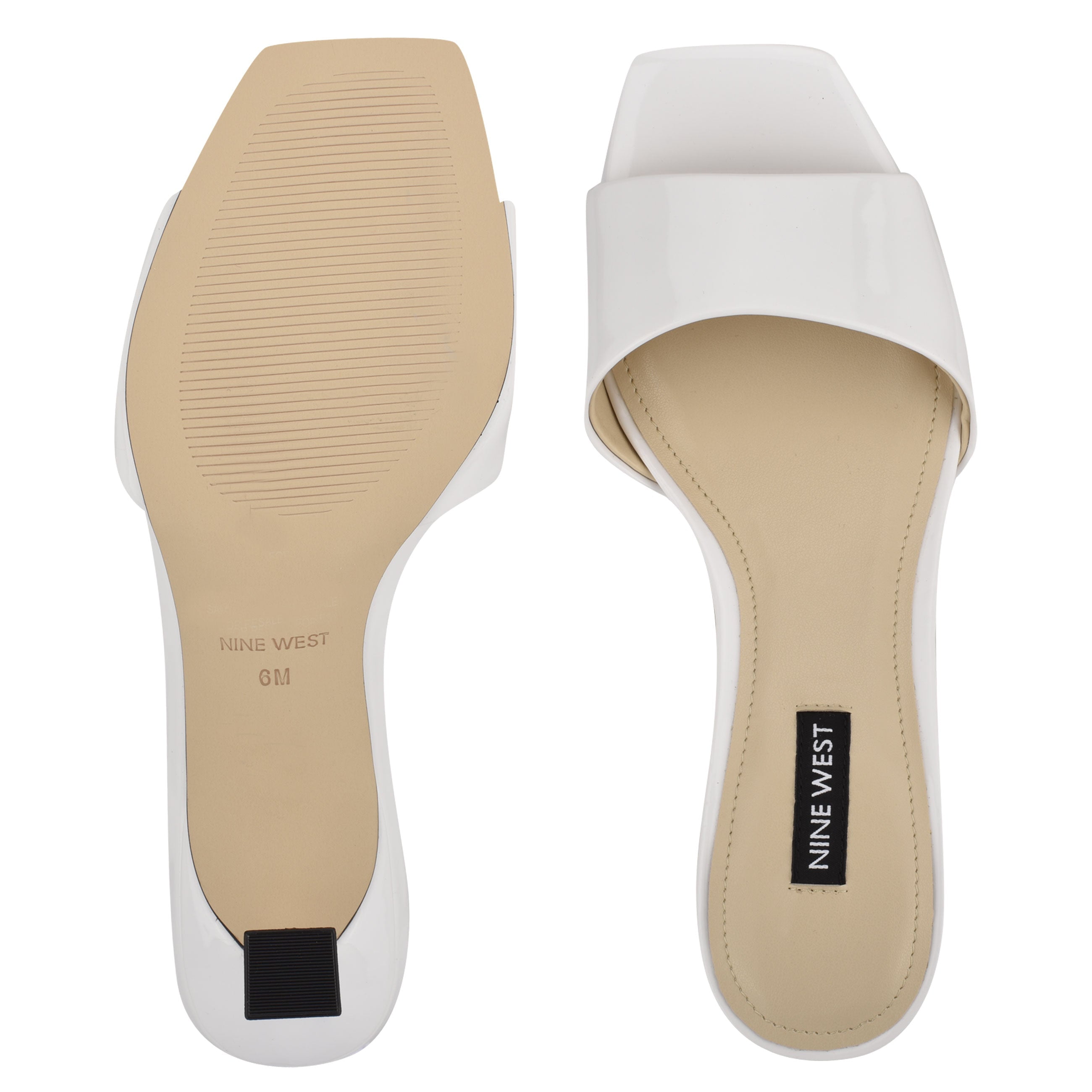【Nine West】スマッシュ Nine West Indra White Square-Toe Low Heel Leather Sole