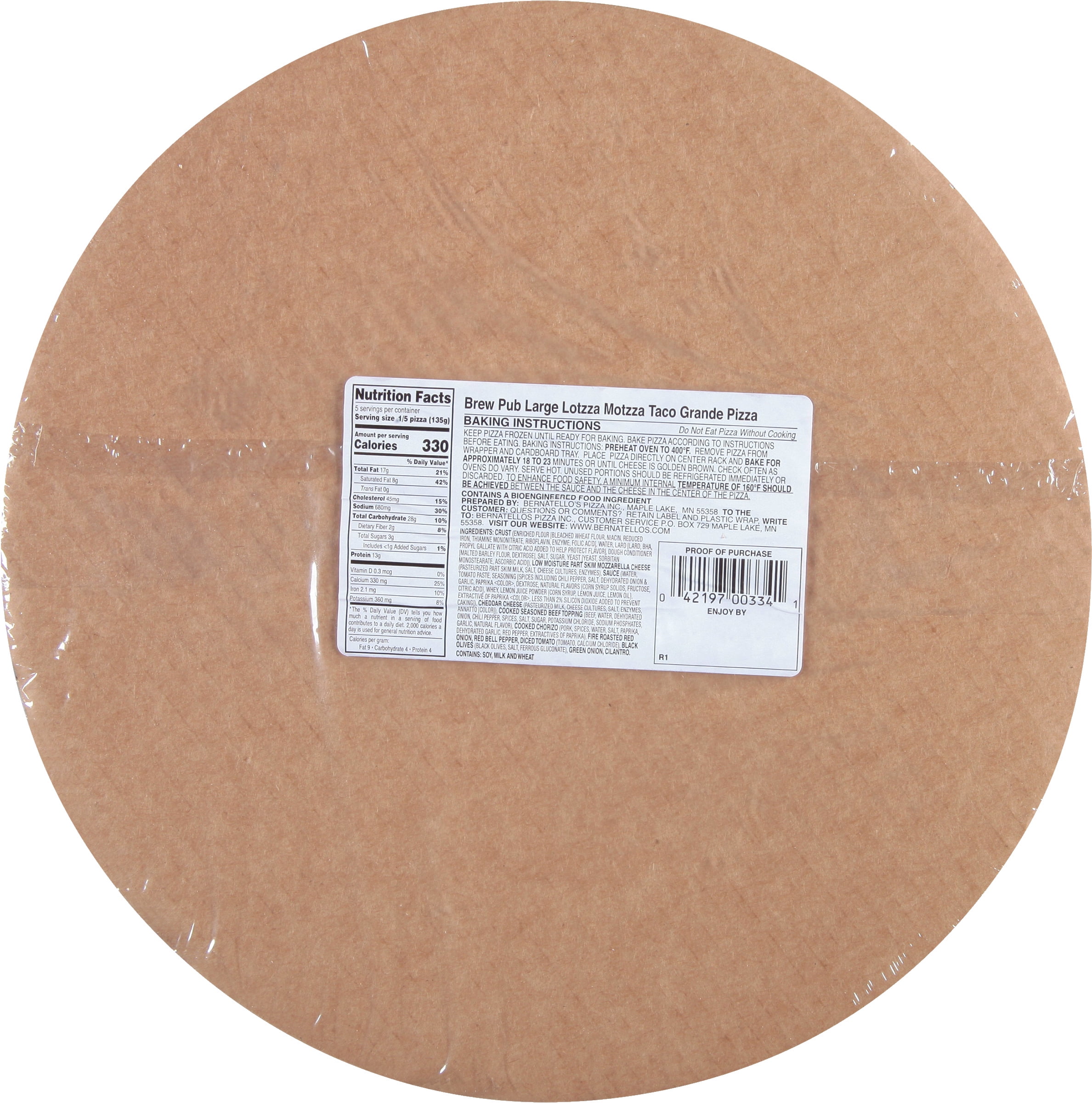 Brew Pub Lotzza Motzza Taco Frozen Pizza 23.89oz