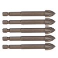 thumbnail image 5 of 5Pcs Cross Drill Bit 1/4in Hex Shank Tile Glass Ceramic Concrete Hole Opener Hard Alloy Tool12mm, 5 of 5