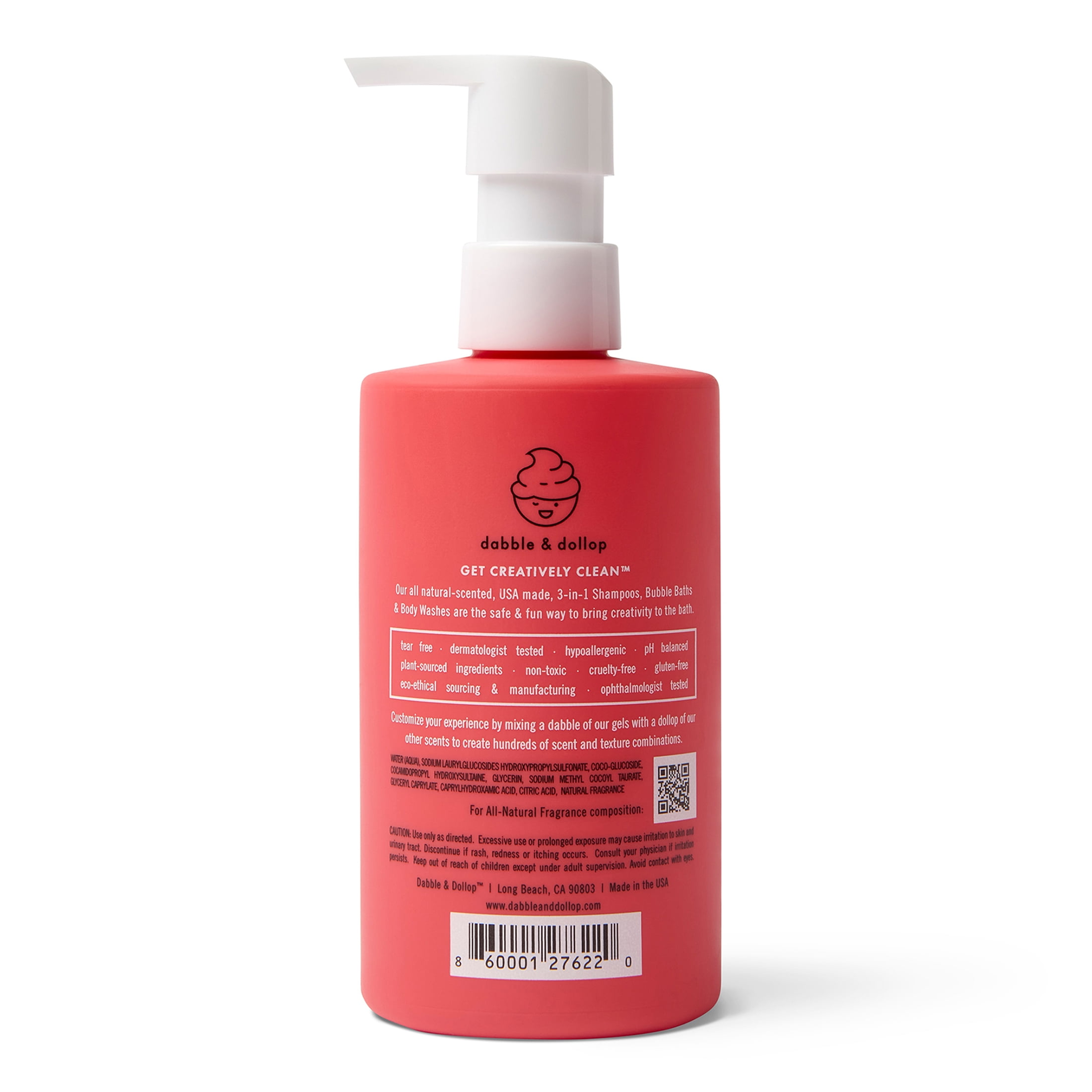 Dabble & Dollop Strawberry 3-in-1 Shampoo, Body Wash & Bubble Bath, 10 fl oz