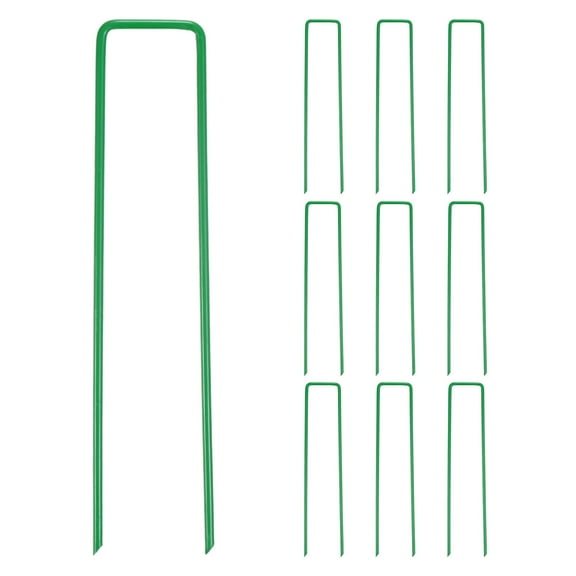 Uxcell Landscape Staples, 6" 12 Gauge U-Shaped Garden Stakes Galvanized Anti-Rust Sod Staples Spikes Pins for Garden [Green] 10