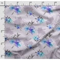 thumbnail image 2 of Soimoi Watercolor Floral Print,Cotton Poplin, Sewing Fabric Sold by The Yard 42 Inch Wide,Sewing Craft Quilting/Quilt Making Fabric, Blue, 2 of 5