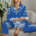 thumbnail image 6 of Salouo Compass Pattern Women's Pajamas Set Long Sleeve Button Down Sleepwear Soft Pj Lounge Sets for women 2 Piece Pjs Set with Long Pants-Large, 6 of 7