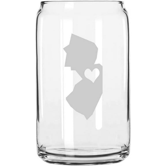 New Jersey Heart States Etched 16oz Libbey Can Glass