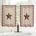 thumbnail image 3 of 84 Inch Long Tier Curtains for Kitchen, Rustic Barn Texas Western Star Red Buffalo Plaid Bathroom Window Curtains Rod Pocket Short Curtains Window Treatment Tiers for Living Room Farmhouse 2 Panels, 3 of 5