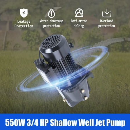 0.75HP Shallow or Deep Well Jet Pump with Pressure Switch Irrigate 3420 RPM 110V