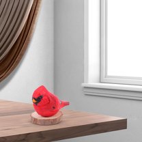 OULII Durable Handcrafted Red Wooden Bird Figurines for Home Decor Charming Collectible Accent 4.5 Inches