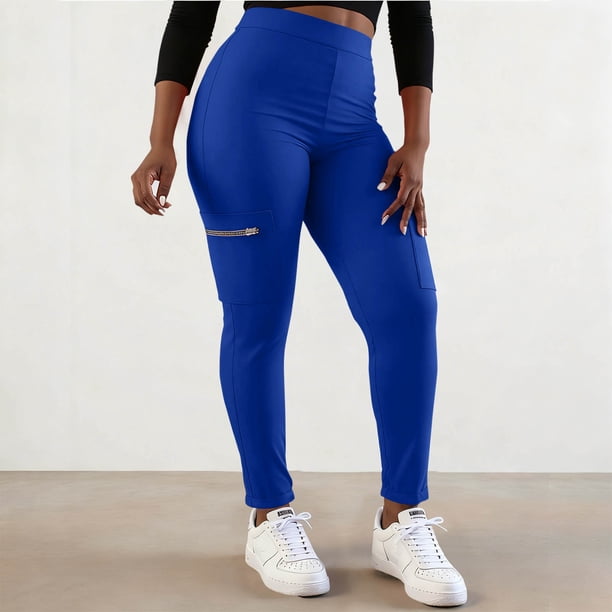 Pincandy Women's Plus Size Solid Color Yoga Pants - High Stretch with Zipper Pockets, Perfect for Workout & Daily Wear