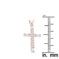 thumbnail image 3 of Ladies 14K Baguette & Round Natural 0.3 Ctw Diamond Cross Necklace For Women (Rose Gold), 3 of 3