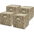 thumbnail image 6 of AUR 4PCS Storage Cubes Leopard Cheetah Print Velvet Fabric Storage Bins for Shelves, Collapsible Washable Closet Storage Baskets Boxes with Handles for Organizing and Storage -Brown, 11"x 11"x 11", 6 of 9
