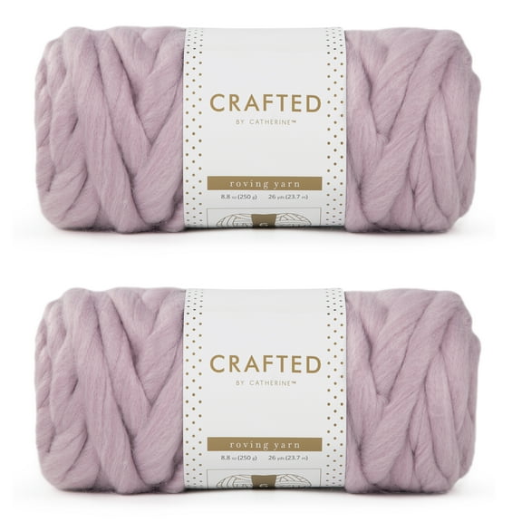 Crafted by Catherine Mauve Roving Super Bulky Yarn, 26 yards, 8.8oz/ 250g (2 Pack)