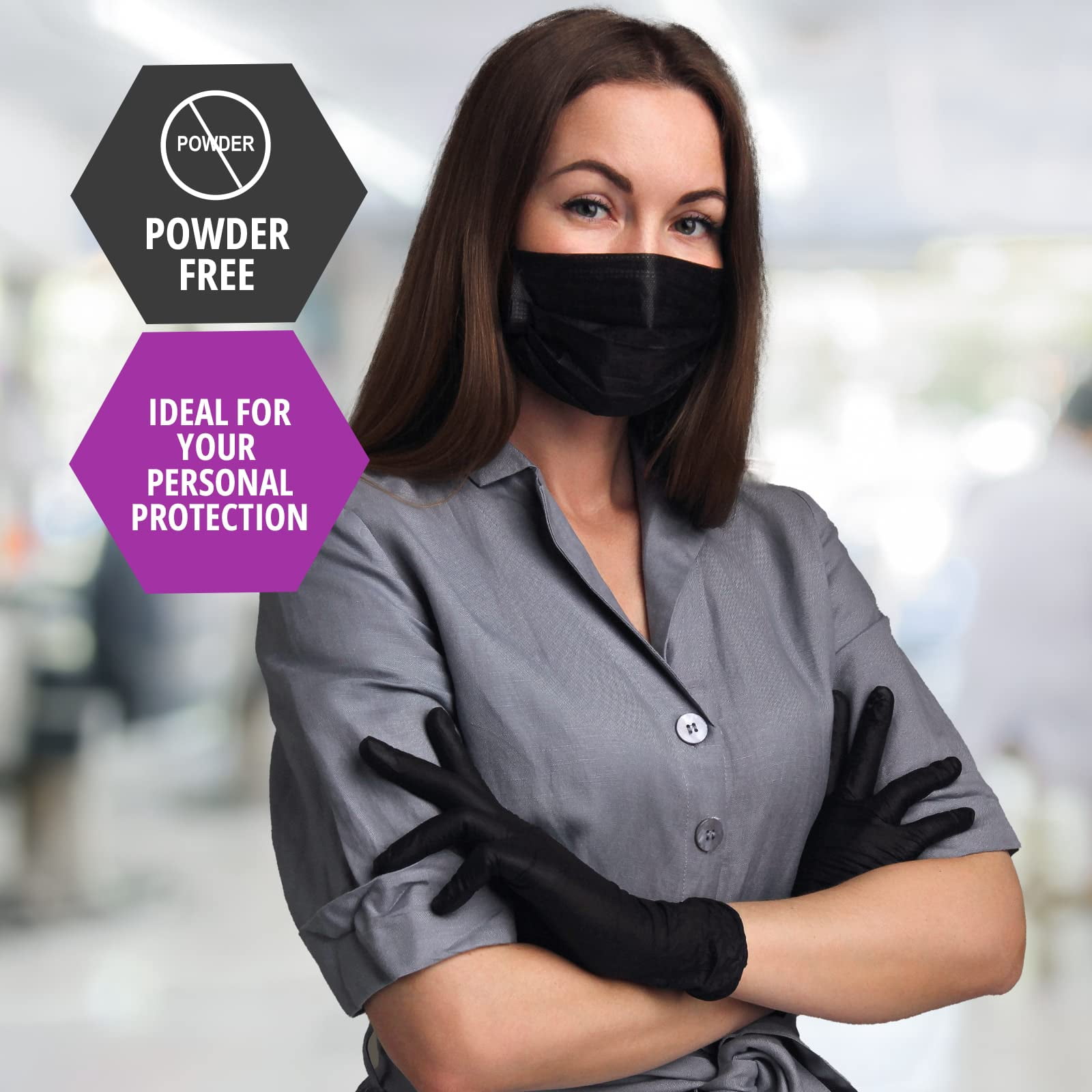 Med Pride Black Nitrile Disposable Gloves 4 Mil Thick, 1000 Count Nitrile Gloves Latex-Free, Powder-Free & Non-Sterile, Small