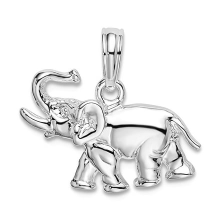 925 Sterling Silver Rhodium Plated Polished Elephant Pendant Necklace 11x17mm Wide Pendant for Women