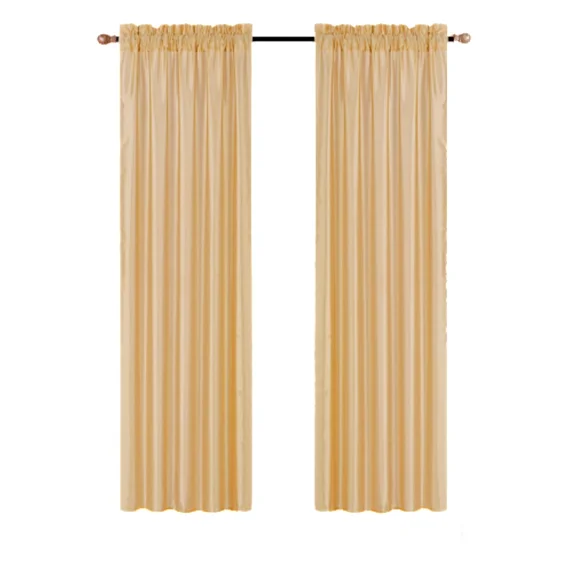 Gorgeous Home Linen MR2 Faux Silk Semi-Sheer Window Curtains 2-Pack Gold 84" L