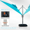 thumbnail image 4 of 9'x 11' Offset Cantilever Patio Umbrella, 360° Rotation Rectangle Market Umbrella with 5-Position Tilt, 2-Tier Outdoor Table Umbrella with 9 Sturdy Ribs for Backyard, Pool, Gray (No Base), 4 of 9