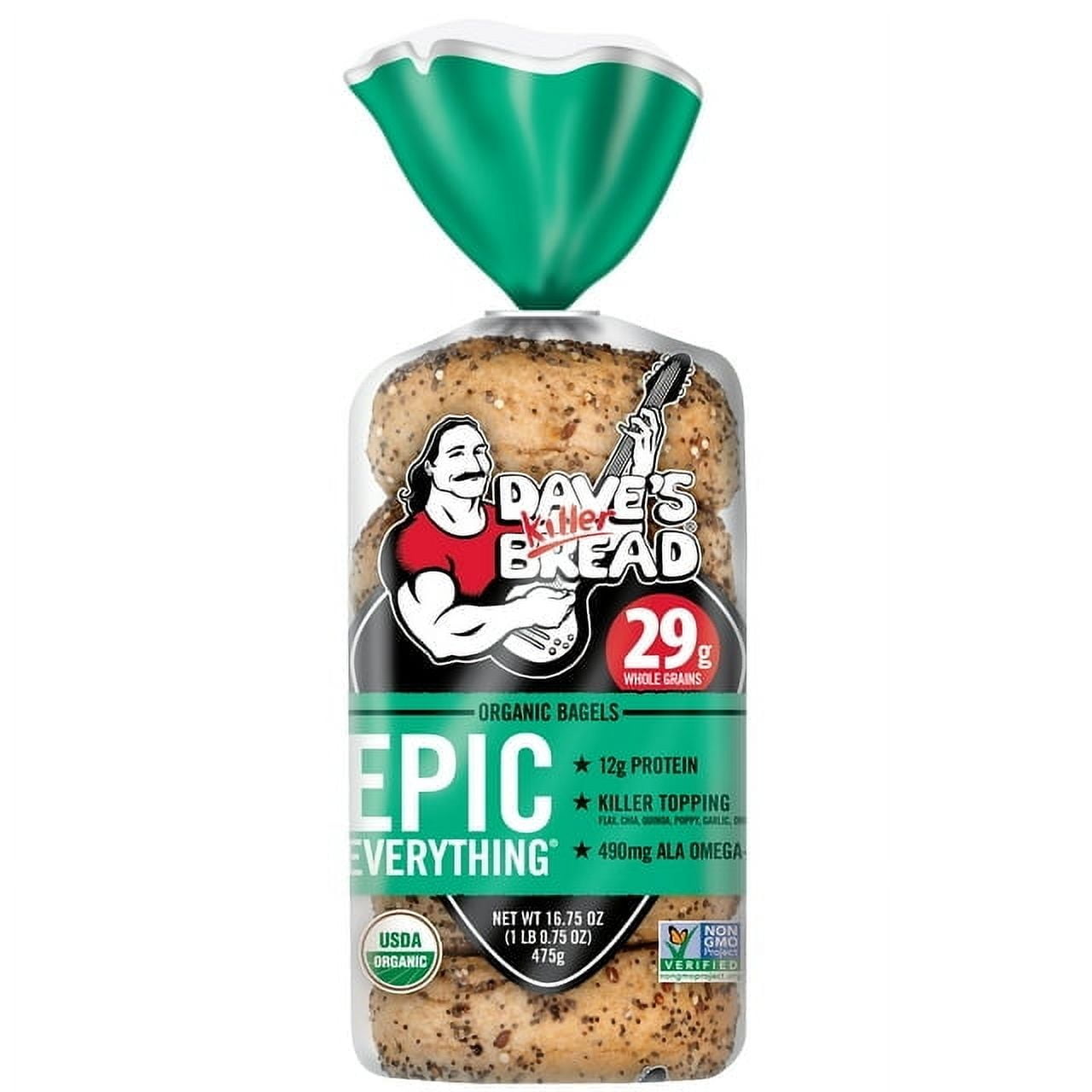 Dave s Killer Bread Epic Everything Organic Bagels 5 Ct 16.75 oz (Pack of 2)