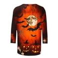 thumbnail image 5 of thefmos Women's Halloween Print Pullover Top Casual Round Neck 3/4 Sleeve Festive Blouse Fashion Spooky Season Fall Outfit, Multicolor 4XL, 5 of 5