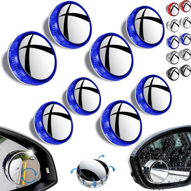 Espejo convexo para punto ciego de coche con ventosa, espejo retrovisor lateral ajustable con rotación de 360 grados, espejo retrovisor gran angular convexo extraíble, visión gran angular de alta defi