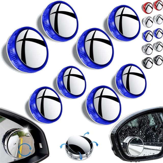 Espejo convexo para punto ciego de coche con ventosa, espejo retrovisor lateral ajustable con rotación de 360 grados, espejo retrovisor gran angular convexo extraíble, visión gran angular de alta defi