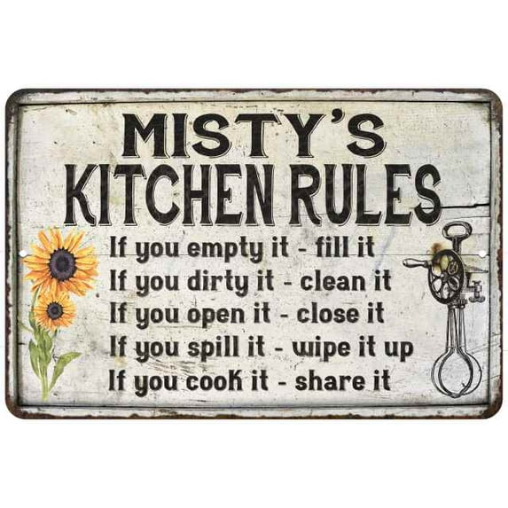 Misty's Kitchen Rules Chic Sign Vintage Decor 8x12 Metal Sign 108120032295