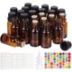 thumbnail image 1 of Paquete de 24 frascos de vidrio marrón de 15 ml para aceites esenciales, rellenables, con goteros de plástico, embudo, tolva y pegatina., 1 of 9