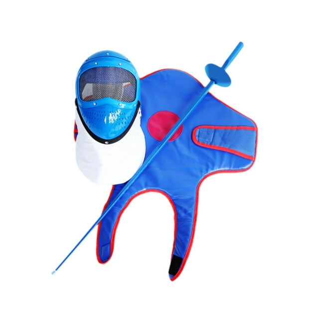 Máscara de esgrima para práctica de florete, antipuñaladas, malla de alta resistencia, equipo protector, funda de esgrima para niños. Azul