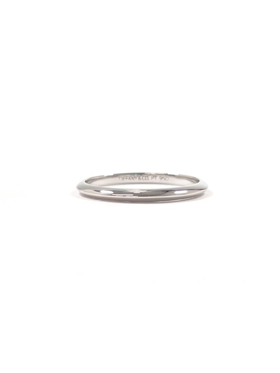Pre-Owned TIFFANY&Co. Tiffany Knife Edge Ring, Pt950 Platinum, 14.5cm, Silver, Unisex