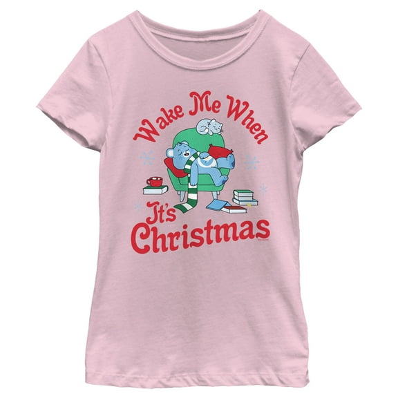 Girl's Care Bears Bedtime Bear Wake Me When It's Christmas Graphic Tee Light Pink X Small