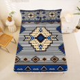 thumbnail image 5 of jejeloiu Vintage Aztec Geometric Bed Sheets,Nautical Tribal Full Size Sheets For Boys,Blue Gray,4 Pieces,1 Flat Sheet, 1 Fitted Sheet and 2 Pillowcases, 5 of 6