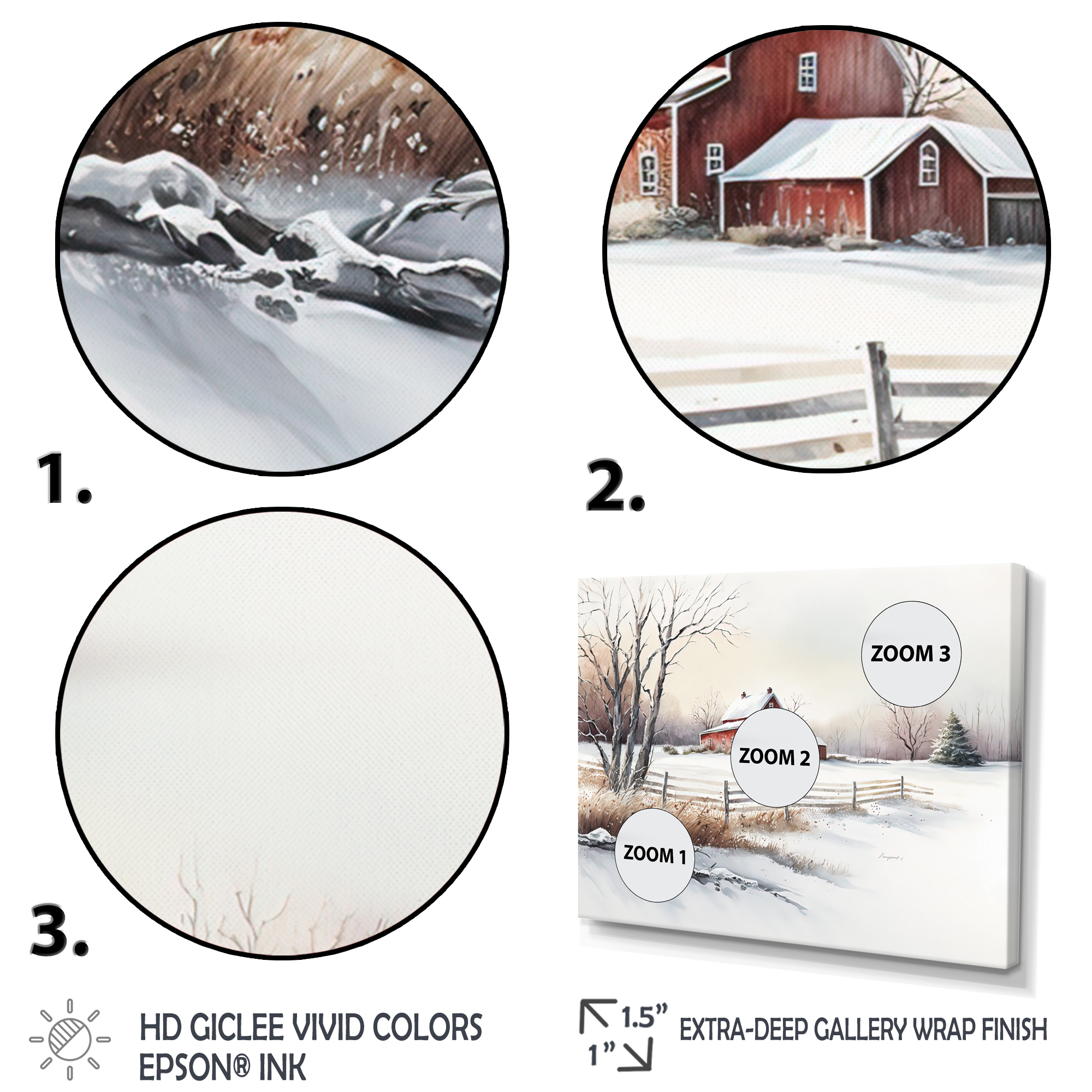 Designart Cold Winter View On The Country V Canvas Wall Art