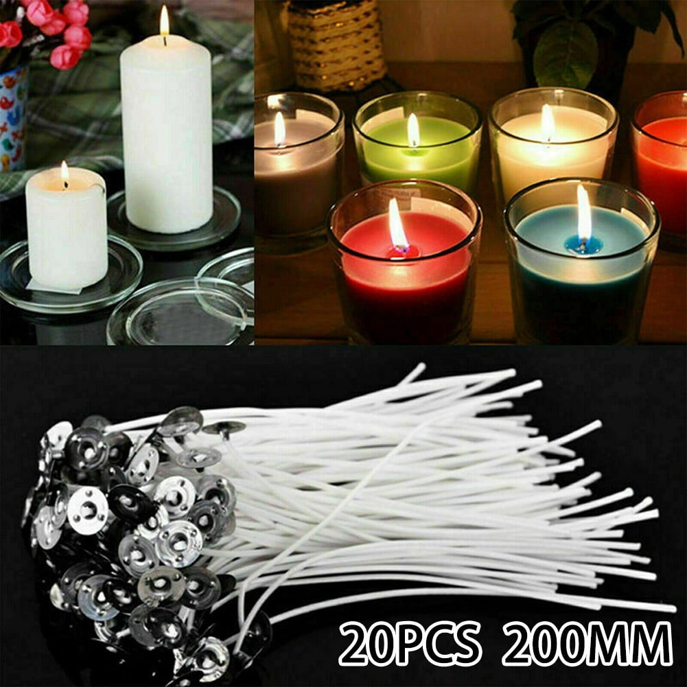 20Pcs Candle Wicks Cotton Core Waxed Wick With Sustainer For Candle Making DIY