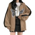 thumbnail image 2 of Puntoco Mujer Moda Casual Impreso Manga Larga Cremallera Blusa Con Capucha Tops Sweatershirt Puntoco Puntoco-513, 2 of 5