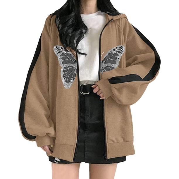 Sudadera para mujer Sudaderas de gran tamaño Moda Casual Impreso Blusa de manga larga con cremallera Sudadera con capucha Odeerbi ODB-5
