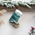 thumbnail image 6 of Daiia Blue Ocean Waves Print Christmas Stocking，18"Large Knitted Xmas Stocking for Kids, Family Stocking for Fireplace Christmas Holiday Party Decoration, 6 of 7
