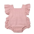 thumbnail image 1 of Baby Girl Ruffle Solid Color Romper Jumpsuit Outfit Sunsuit, 1 of 5