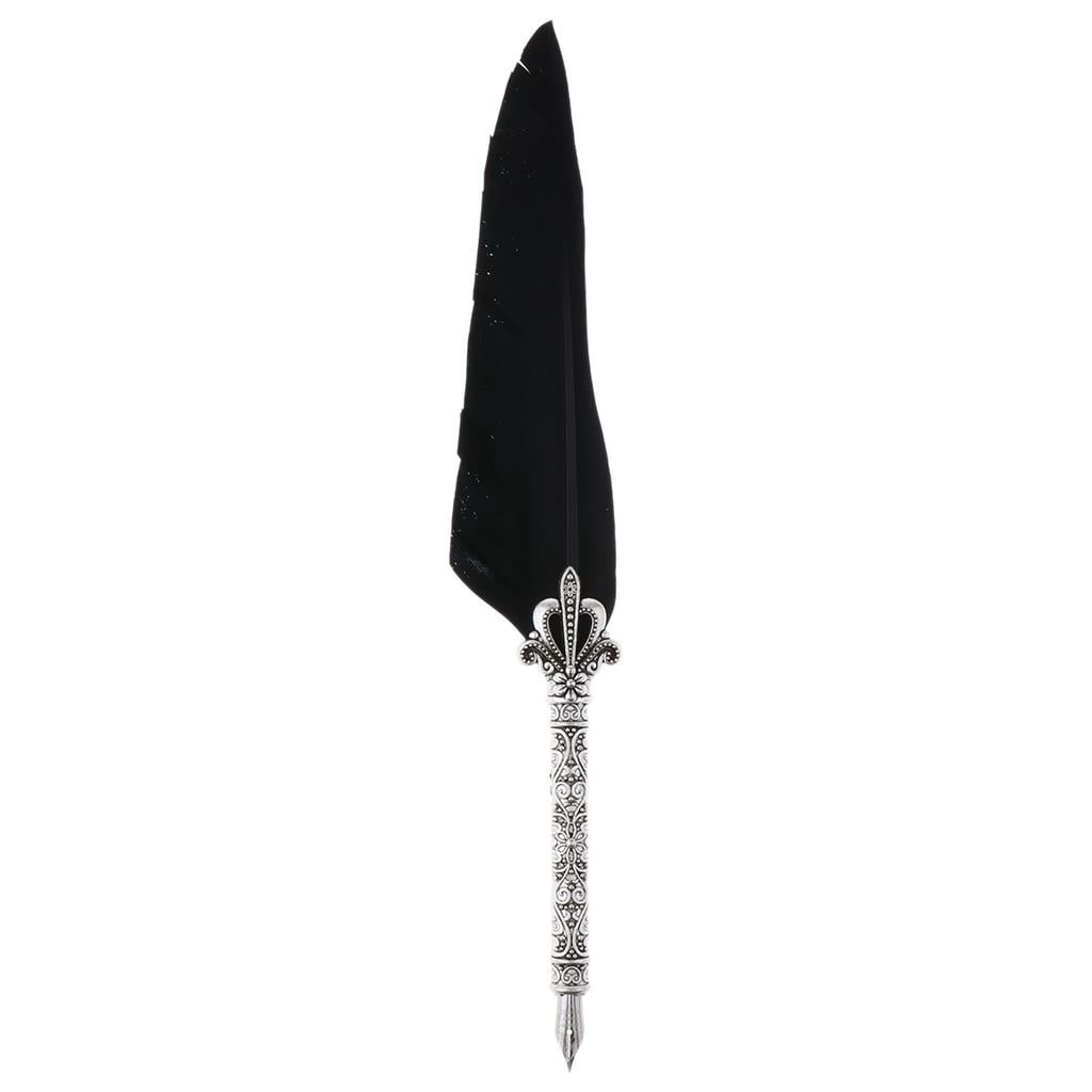 GUOOL Quill Dip Pen Holder Nibs Sealing Wax Teacher , as described Black