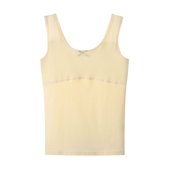 Byoo Big Girl Solid Color Tank Top Bow Detail O-Neck Sleeveless Soft Cami Top Lightweight Breathable T Shirt